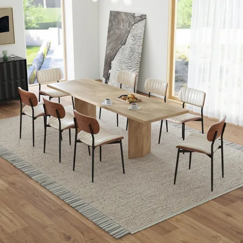 Miniatura 18 de HENGJIANYI Bentwood - Juego de 2 sillas de comedor modernas de piel sintética con patas de metal, sillas de cocina tapizadas de mediados de siglo
