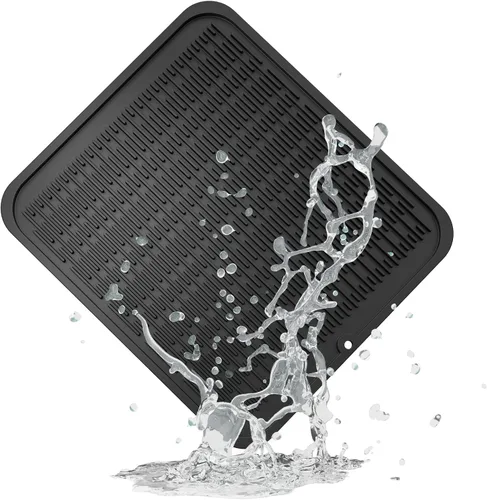 Miniatura 51 de ZLR 2 bandejas de silicona para fregadero (6 x 12 pulgadas/6.024 x 12.008 in) - Soporte estrecho para esponja para encimera de cocina - Tapete Negro