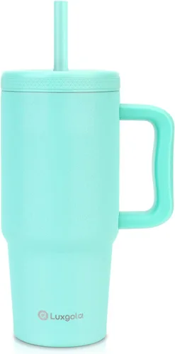 Miniatura 16 de Taza para niños de 24 onzas con asa, tapa de rosca a prueba de fugas con pajita de silicona extraíble, a prueba de derrames, botella aislada