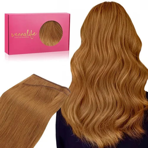 Miniatura 16 de WENNALIFE Extensiones de cabello humano real, 20 pulgadas, 3.53 onzas, color marrón chocolate, trama, cabello Remy atado a mano, extensiones