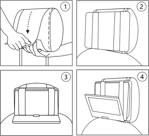 Miniatura 5 de Hikig Soporte para reposacabezas para reproductor de DVD, soporte portátil para reposacabezas de asiento trasero de automóvil, giratorio y abatible