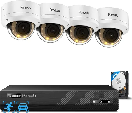 Miniatura 12 de Sistema de seguridad de 4 cámaras, 8 canales, 4 cámaras PoE IP con cable de 5 megapíxeles para exteriores, detección de vehículos humanos AI, audio