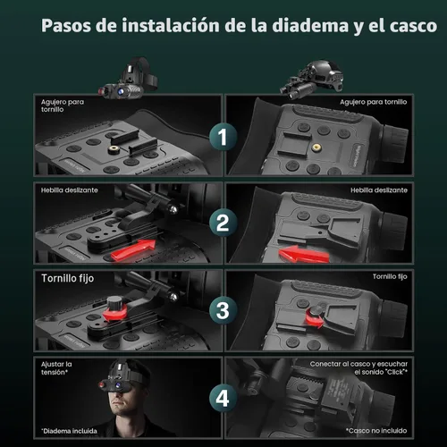 Miniatura 6 de ArzzuNiu Gafas de Visión Nocturna Montadas en la Cabeza - Gafas Binoculares de Visión Nocturna Recargables de Manos Libres, Visualización Infrarroja