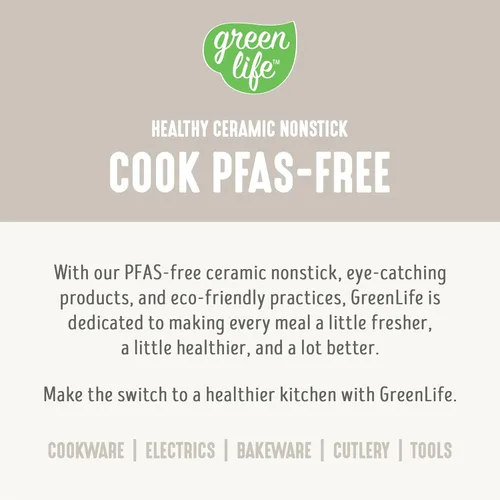 Miniatura 9 de GreenLife Soft Grip - Juego de utensilios de cocina de 16 piezas, cerámica antiadherente sin PFAS no tóxica, para freír, saltear, utensilios, tapas