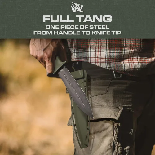 Miniatura 3 de ODENWOLF W-SowCatcher Cuchillo de hoja fija con funda – Cuchillo de caza grande hecho de acero D2 – Cuchillos grandes de hoja fija de doble filo