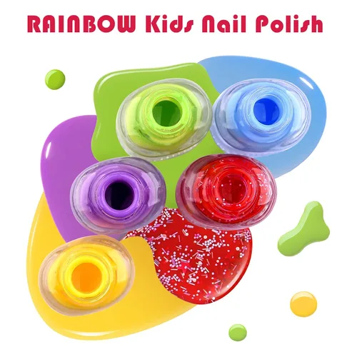 Miniatura 4 de Esmalte de uñas para niños - 12 colores de esmaltes de uñas arcoíris, juego de esmalte de uñas no tóxico a base de agua que se despega, juego