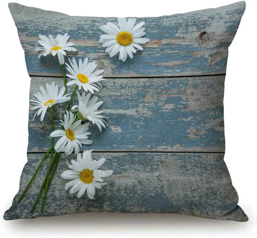 Miniatura 10 de Solekla Funda de almohada Hue Sea Coral Siluetas Azul Claro Algodón Lino Cuadrado Funda de Almohada Funda de Almohada Decorativa Funda de Cojín