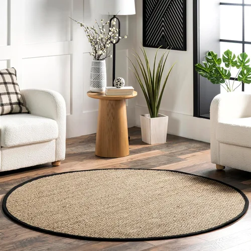 Miniatura 18 de nuLOOM Alfombra de Área Elijah Seagrass de 5 x 8 pies, Beige, Estilo Rústico Sólido, Borde de Algodón, Tejido de Cesta, Fibra Natural, Para Elijah