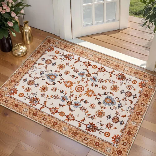 Miniatura 73 de Tangsoo Alfombra lavable para pasillo, antideslizante, 2 x 6 pies, estilo bohemio, floral, vintage, para entrada, suelo suave, para cocina, baño