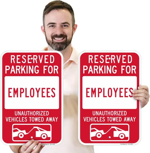 Miniatura 4 de SmartSign Cartel de estacionamiento reservado para empleados, paquete de 2, letrero remolcado de vehículos no autorizados, 18 x 12 pulgadas
