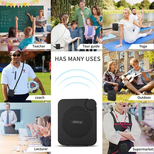 Miniatura 3 de Amplificador de Voz Portátil con Auriculares de Micrófono con Cable, Altavoz de Sistema PA Recargable, Micrófono Personal, Amplificador de Voz