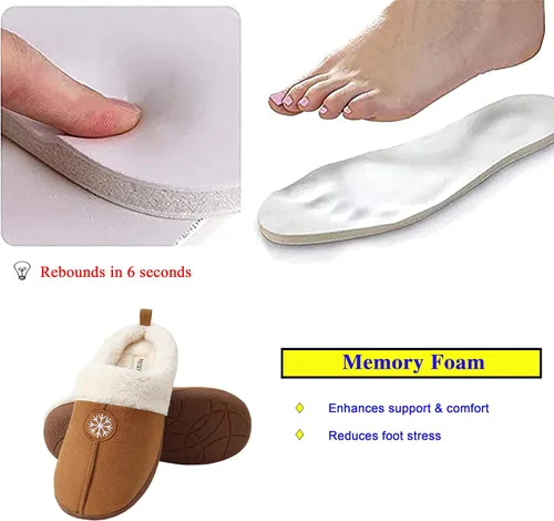Miniatura 5 de PECKVEDA Pantuflas de invierno para mujer, cálidas, con forro de piel, para interiores, con espuma viscoelástica