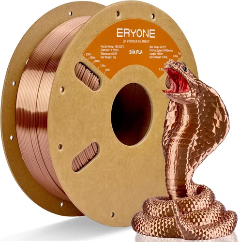 Miniatura 77 de ERYONE Filamento de ácido poliláctico (PLA) de seda bicolor para impresora 3D, de 1.75 mm +/- 0.03 mm, carrete de cartón de 1 kg (2.2 libras)