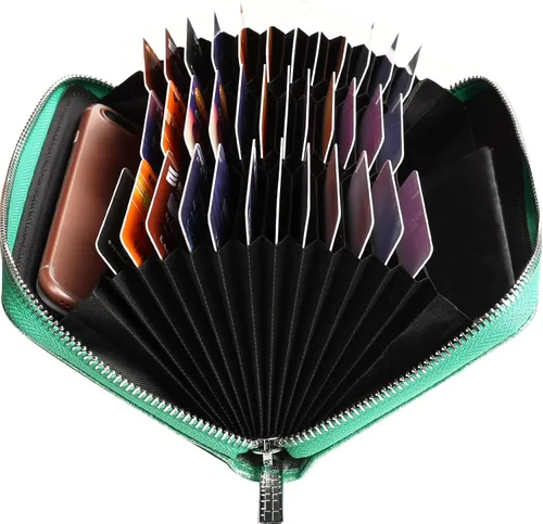 Miniatura 3 de Easyoulife Cartera de cuero genuino para mujer con tarjetero RFID seguro 36 ranuras