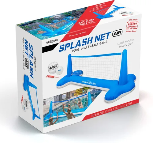 Miniatura 6 de GoSports Splash Net Air, juego inflable de voleibol para piscina, incluye red flotante, pelotas de voleibol de agua y bomba de pelota