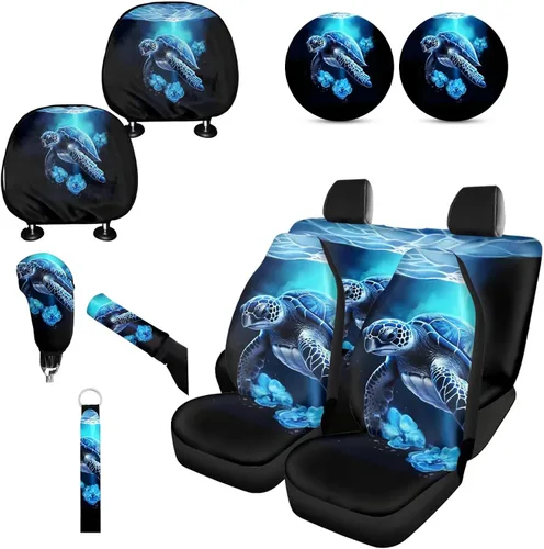 Miniatura 13 de Forchrinse Bee - Juego de fundas para asiento delantero y trasero con funda para palanca de cambios de freno de mano, funda para reposacabezas