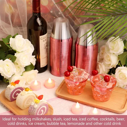 Miniatura 4 de Lounsweer 100 Piezas Vasos de Plástico con Borde de 9oz, Copas de Cóctel Transparentes para Bodas, Copas de Vino Desechables de Servicio Pesado