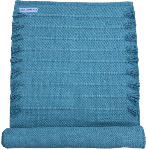 Miniatura 23 de Jaipur Art & Rugs - Alfombra de yoga de algodón, respetuosa con el medio ambiente, tejida a mano, gruesa (0.945 x 2.835 x 0.197 in)