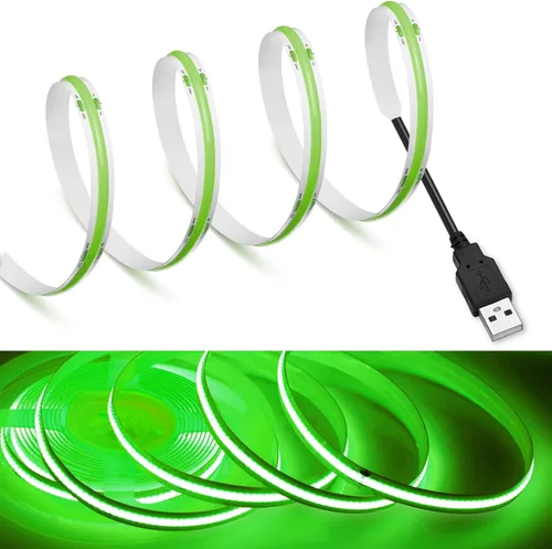 Miniatura 13 de MDee】Tira de luces LED COB de 3000K blanco cálido 1.64 pies/0.5m 5V cinta de luces LED flexibles CRI 90+ 800LM/m 320LEDs/m para decoración