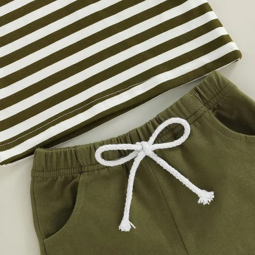 Miniatura 6 de Conjunto de ropa casual de manga corta con botones y pantalones cortos de lino para bebés y niños pequeños