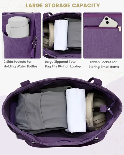 Miniatura 3 de Gonex Bolsa para Esterilla de Yoga, Bolsa Grande con Múltiples Bolsillos para Mujeres y Hombres, Portador de Esterilla de Lona, Cremallera Completa