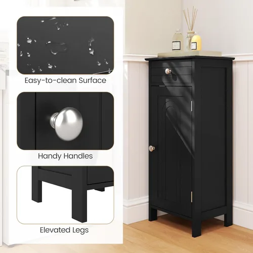 Miniatura 9 de GLACER Armario de almacenamiento de piso, gabinete de almacenamiento multifuncional para baño con 2 estantes ajustables, ideal para baño, sala
