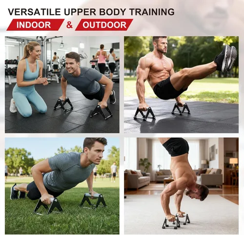 Miniatura 6 de Push Up Bar - Heavy-Duty Stainless Steel Pushup Stands with Non-Slip Base, 500LB Capacity, Portable Home Gym Equipment for Strength Training & Floor