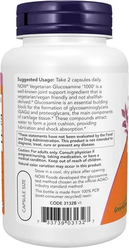 Miniatura 3 de NOW Foods Suplementos, Glucosamina '1000' (GreenGrown® Glucosamina), Vegetariana, 90 Cápsulas Vegetarianas