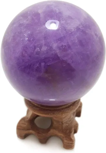 Miniatura 2 de Polar Jade Esfera de cristal de amatista con soporte de 1.969 in de diámetro, bolas de piedra protectora raras para decoración, curación