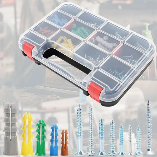 Miniatura 7 de Kit surtido de 370 anclajes y tornillos para paneles de yeso, 5 tamaños de anclajes de pared y tornillos de cabeza plana, juego para colgar cuadros