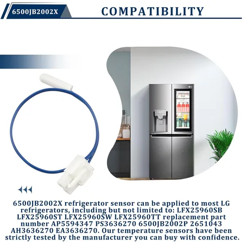 Miniatura 4 de Termistor NTC del sensor de temperatura ambiente del refrigerador 6500JB2002X Compatible con refrigerador congelador inferior LG Kenmore serie