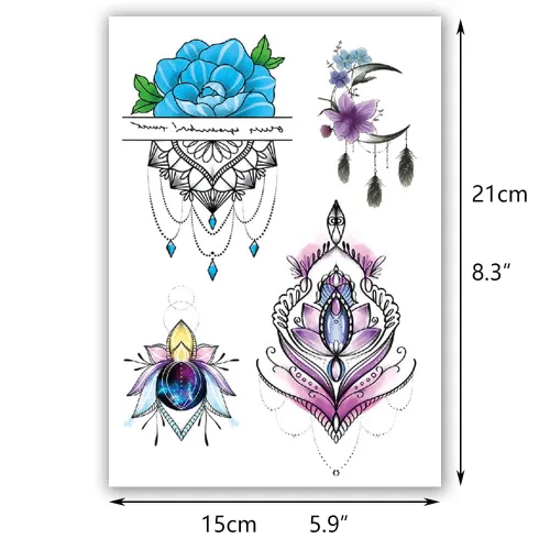 Miniatura 6 de Glaryyears Tatuaje temporal de flores de acuarela para mujeres y niñas, calcomanías realistas de larga duración, paquete de 10 tatuajes falsos
