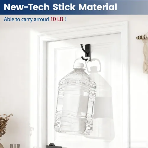 Miniatura 3 de pickpiff Ganchos adhesivos de pared con tira, sin residuos, fáciles de quitar, gancho para toallas pegajoso fuerte y resistente, paquete de 4 Negro