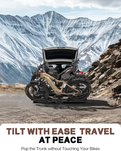 Miniatura 5 de Young Electric Enganche 2 portabicicletas, capacidad de 200 libras, soporte de plataforma para bicicleta eléctrica, hasta 5 pulgadas de grasa