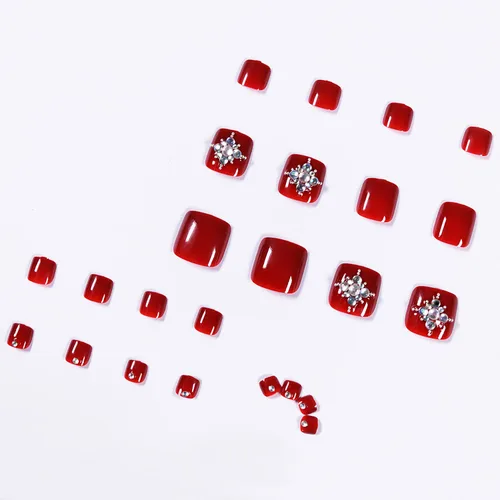 Miniatura 2 de Uñas cortas cuadradas a presión, puntas de uñas reutilizables de cobertura completa con pegamento, uñas adhesivas con diseños de diamantes
