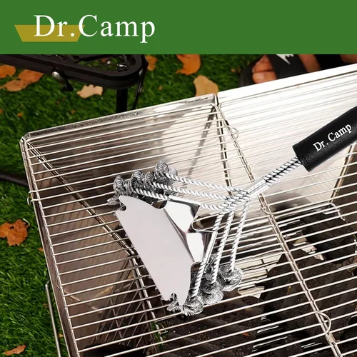 Miniatura 2 de Dr.Camp 2 cepillos de acero inoxidable para barbacoa, cepillo para barbacoa, raspador de parrilla, cepillo de parrilla para exteriores, cepillo