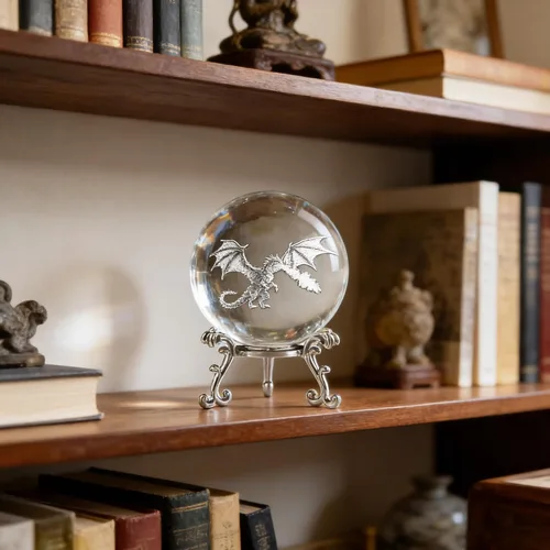 Miniatura 7 de ZEERSHEE Bola de cristal de dragón 3D de 2.4 pulgadas con soporte de dragón que respira fuego decoración regalos para niños y niñas
