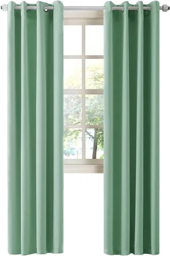 Miniatura 68 de LA PALMA Cortinas opacas con aislamiento térmico y ojales, para sala de estar, dormitorio, paquete de 2 paneles