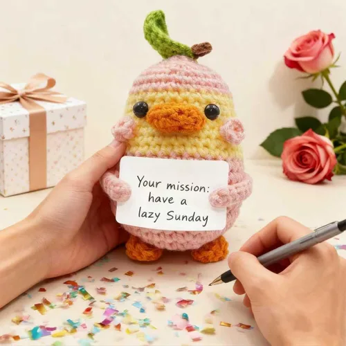 Miniatura 2 de Regalos personalizados para mujeres, hombres, mamá, papá - Tarjetas de regalo en blanco - Pato de peluche de ganchillo hecho a mano de apoyo Tarjeta
