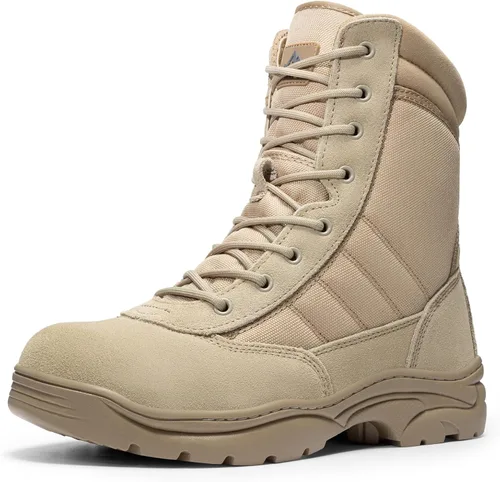 Miniatura 9 de NORTIV 8 Botas de punta de acero para hombres Seguridad Industrial y Construcción Botas de trabajo militar antideslizantes ASTM F2413-18, TROOPER-STL