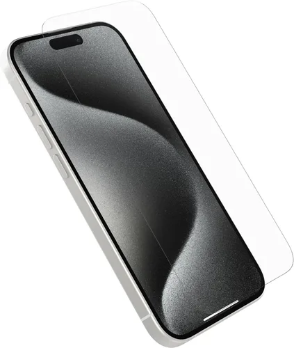 OtterBox Protector de pantalla de vidrio para iPhone 15 Pro (solo protección contra arañazos, claridad impecable, resistente a las huellas