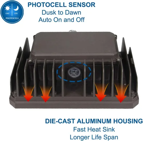 Miniatura 2 de DAKASON Paquete de 2 focos LED de 100 W para exteriores, fotocélula del atardecer al amanecer, montaje ajustable para nudillos, 13000 lm 5000 K
