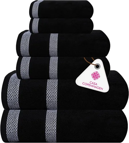 Miniatura 16 de CASA COPENHAGEN Juego de 6 toallas de palomitas de maíz, color azul polvoriento, 21.16 oz/m², 2 toallas de baño, 2 toallas de mano y 2 toallas