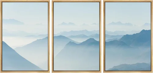 Miniatura 100 de SIGNWIN Lienzo enmarcado para pared, juego de arte abstracto de serenidad costera, ilustraciones abstractas junto al mar, arte moderno, decorativo