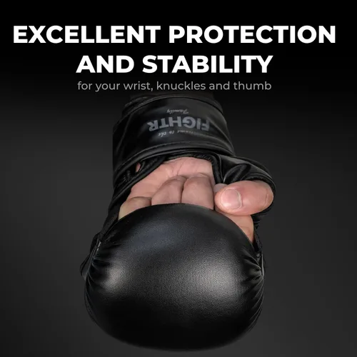 Miniatura 3 de FIGHTR® Guantes de combate MMA con el mejor ajuste para una máxima estabilidad con acolchado extra grueso para sparring, MMA, boxeo, kickboxing