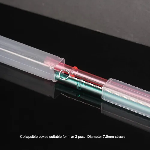 Miniatura 3 de Dakoufish Estuche de transporte de pajitas de plástico, paquete de 3 cajas plegables reutilizables para popotes rectos de 5 a 8 pulgadas