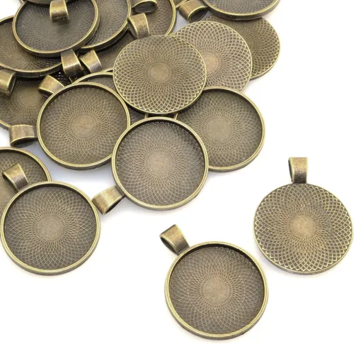 Miniatura 12 de Bandejas colgantes de bisel redondo, cabujón, base en blanco para manualidades, fotos, joyas, hallazgos, fabricación de accesorios, Plata Plata