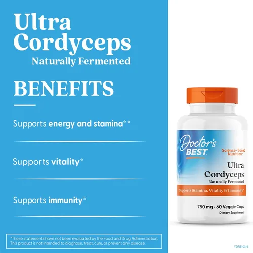 Miniatura 4 de Doctor's Best Suplemento Ultra Cordyceps - Cápsulas de hongos Cordyceps para hombres y mujeres, apoya la salud inmunológica, la energía