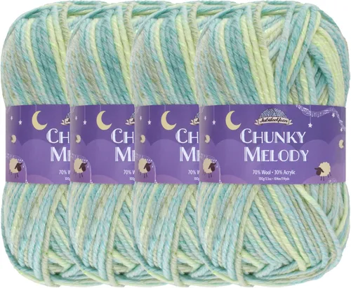 Miniatura 12 de JubileeYarn Chunky Melody - Hilo para tejer 100g/madeja, mezcla de lana gruesa, color maíz naranja - 2 madejas 15 Maíz Naranja