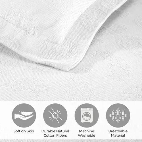 Miniatura 3 de Superior colcha de una plaza de jacquard y matelasse 100 % algodón de alta calidad, turquesa, individual Blanco